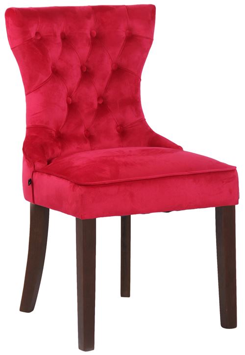 Chaise de salle à manger Franca en Velours et pieds en bois de caoutchouc , Rouge/Antique