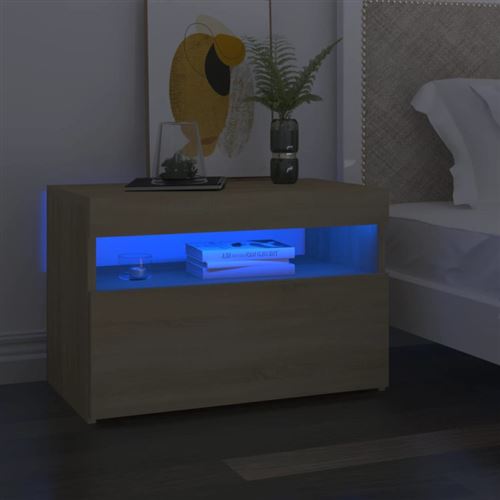 Vidaxl Table De Chevet Led - Chêne Sonoma - Image 3
