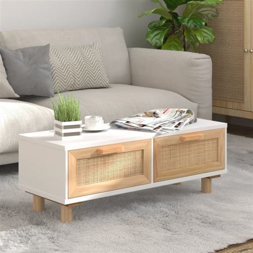 vidaXL Table basse Blanc 80x40x30 cm Bois d'ingénierie et pin massif345621