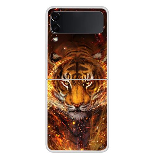 Coque Pour Samsung Galaxy Z Flip 3 Frusde Dessin Animé Peinture Multicolore-Tigre