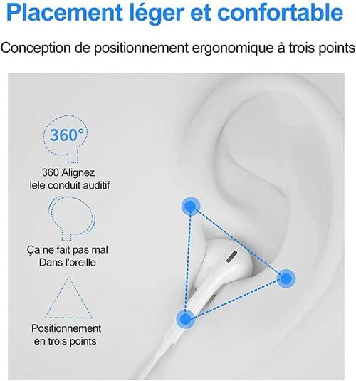 Écouteur D'oreillette À Oreillette Filaire De 3,5 Mm Avec Micro Et Contrôle  De Ligne Pour Samsung Xiaomi Huawei - Noir