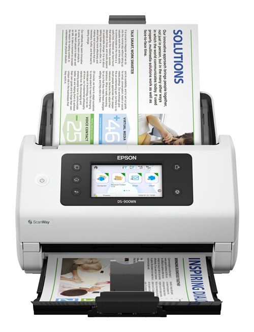 Epson WorkForce DS-900WN - Scanner de documents - Recto-verso - A4/Legal - 600 dpi x 600 dpi - jusqu'à 70 ppm (mono) / jusqu'à 70 ppm (couleur) - Chargeur automatique de documents (100 feuilles) - jusqu'à 11000 pages par jour - Gigabit LAN, Wi-Fi, USB
