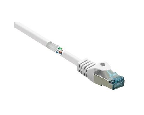 Basetech BT-2270678 RJ45 Câble réseau, câble patch CAT 6a S/FTP 2.00 m blanc avec cliquet dencastrement, ignifuge