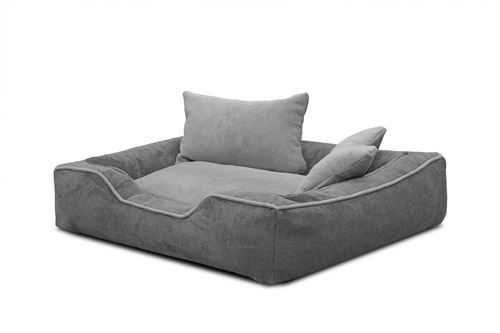 Panier pour chien et chat 80 x 70 cm tissu gris foncé et gris clair - BONNIE