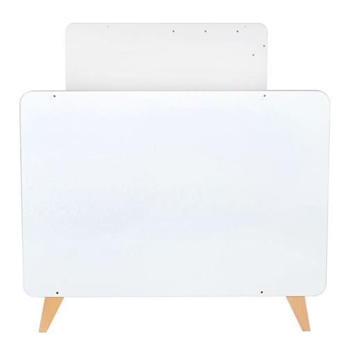  Lit b&eacute;b&eacute; transformable 60x120 cm m&eacute;lamin&eacute; blanc et pieds h&ecirc;tre Nalice