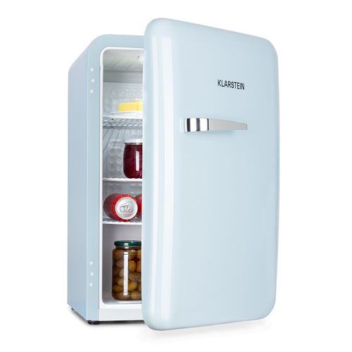 Klarstein Réfrigérateur rétro Audrey 70 L 3 étagères 2 compartiment Mini bar Mini Frigo Bleu