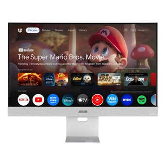 ASUS ZenScreen Smart MS32UC - Écran LED - 32" (31.5" visualisable) - 3840 x 2160 4K @ 60 Hz - IPS - 400 cd/m² - 1000:1 - DisplayHDR 400 - 5 ms - HDMI, DisplayPort, USB-C - haut-parleurs - argent