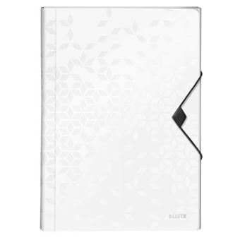 Classeur - LEITZ - A4 - 6 Compartiments - Fermeture Élastique - Blanc - 1