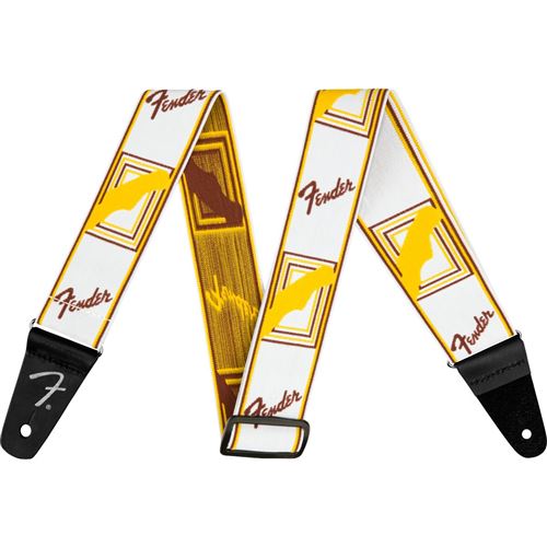 Fender Weighless 2 Monogrammed Strap sangle guitare blanc/marron/jaune