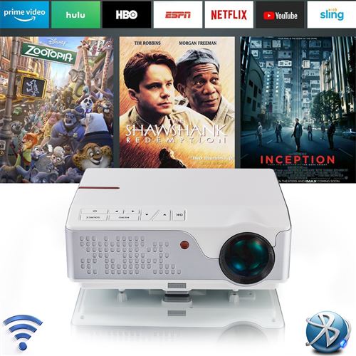 Vidéoprojecteur FLZEN FXP 6000 Lumen WIFI Android Bluetooth Natif 1080P 4K Max 300 Recopier L'écran Sans Fil Projection Côté Trapèze Auto