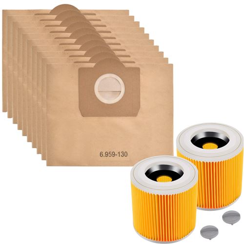 Rebirthcare Lot de 10 sacs d'aspirateur + 1 filtre pour Kärcher WD3 et MV3  remplacement pour 6.959-130.0 (sac) & 6.414-552.0 (filtre à cartouche) :  : Cuisine et Maison