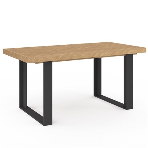 Table à manger extensible rectangulaire effet chevrons et noir