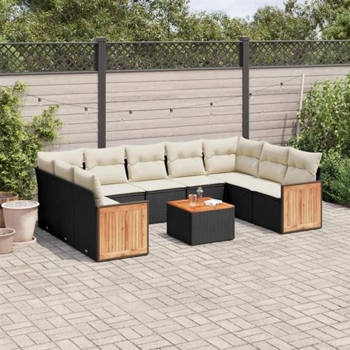 Non Communiqué Noir Salon De Jardin Modulable Vidaxl Resine Tressee 10 Pieces X 59 X 69 9 Personnes