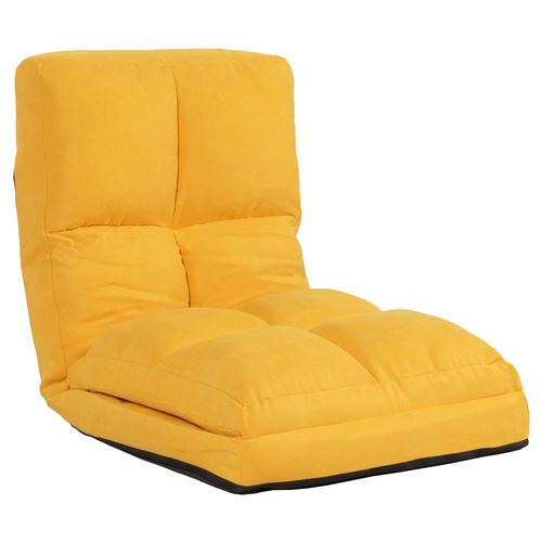 Mendler Jaune Fauteuil De Sol Hwc-N45 Velours - Image 3