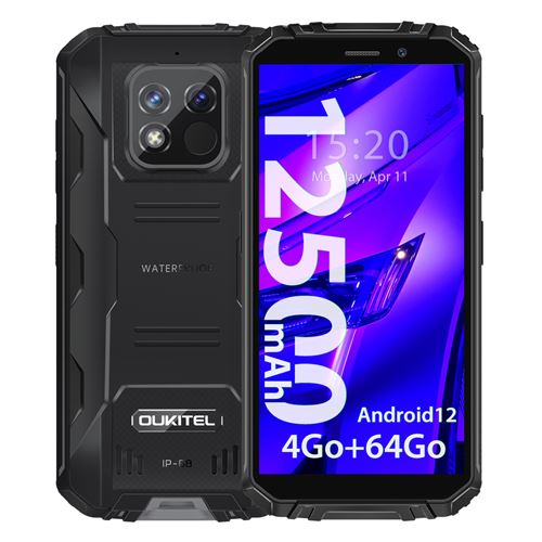 OUKITEL WP18 Pro Smartphone Robuste 12500mAh 64Go 5.93 13MP IP68 Téléphone Double SIM 4G NFC GPS - Noir