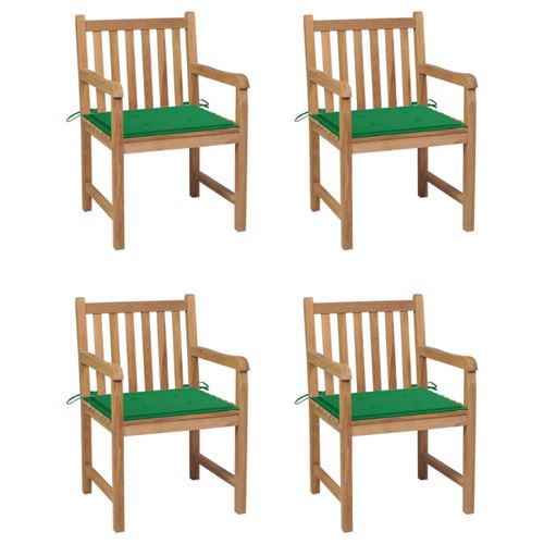 VIDAXL - Lot de 4 Chaises de Jardin - Bois de Teck - Vert - Image 2