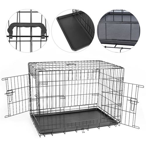 Meilleurs prix pour Cage pour chiens B.LIVEM® pliable transport avec 2 portes Noir 106*76*71cm