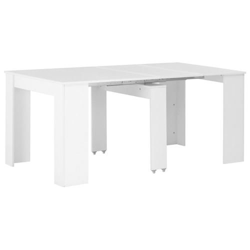 vidaXL Table à dîner extensible Blanc brillant 175x90x75 cm