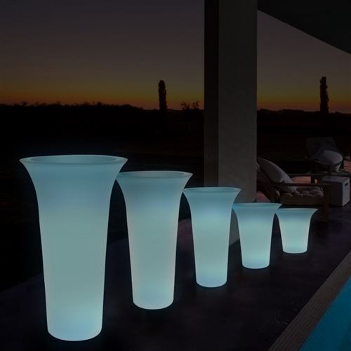 Vase Lumineux Fluorescent Design Rond Extérieur Jardin Flos Fluo, Taille: ø 58 h 100