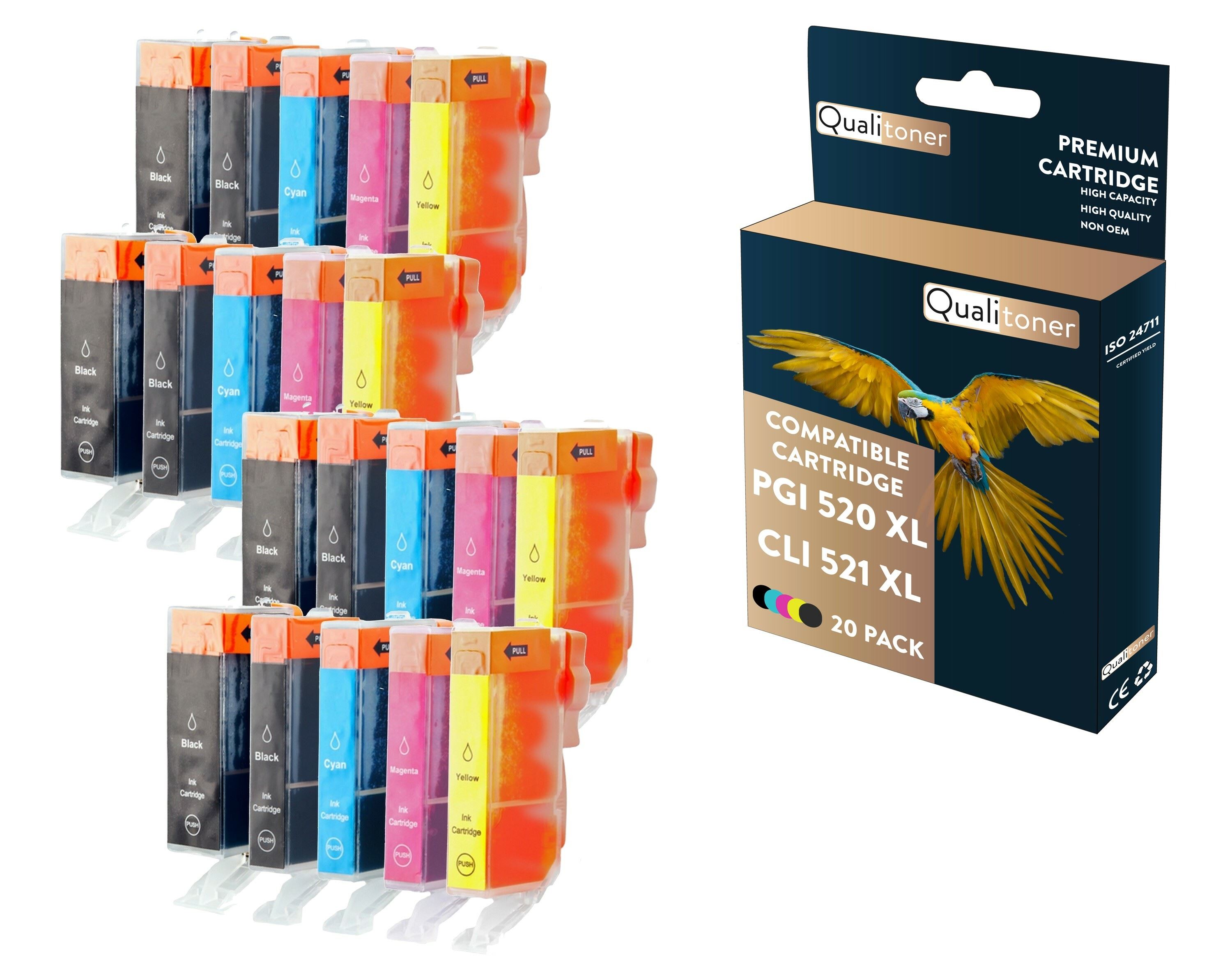 Cartouche Cyan QUALITONER Compatible CLI-521XL Pour Imprimantes Canon - Neuf Sous Blister