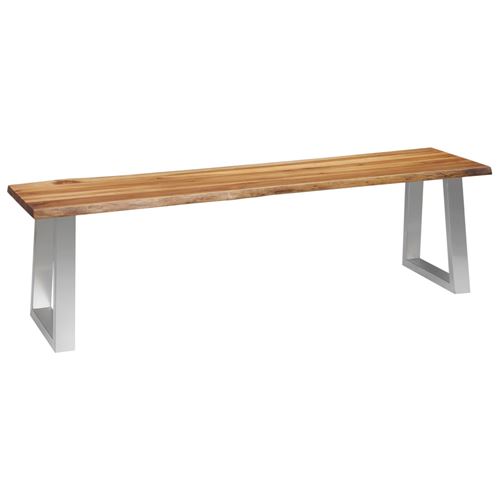 vidaXL Banc 160 cm Bois d'acacia massif et acier inoxydable