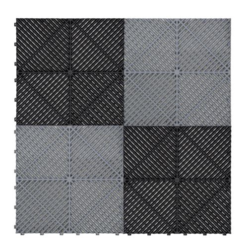 Monstershop Vented Garage Floor Tiles With Edges – 120 Black & 120 Grey