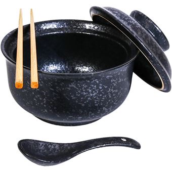 Bol ramen japonais en céramique 800 ml noir - 1