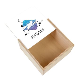 Boite Coffret en Bois - Fabulous - Poissons Signe Astrologie Céleste (11 x 11 x 3,5 cm) - 1
