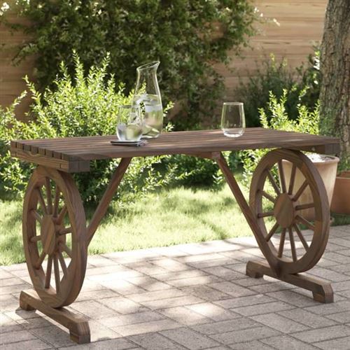 Non Communiqué Marron Vidaxl Table De Jardin, Table À Manger Rectangulaire, Meuble De Pique-Nique Patio Balcon Arrière-Cour Terrasse Extérieur, 365114