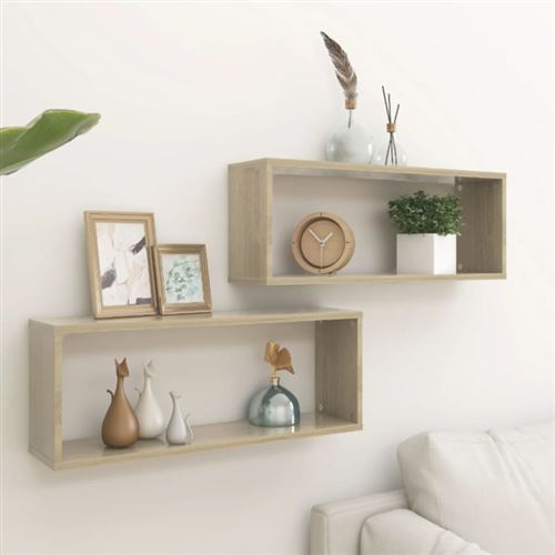 Vidaxl Etagères Murales Cube 2 Pcs Chêne Sonoma Bois D'ingénierie - Image 2