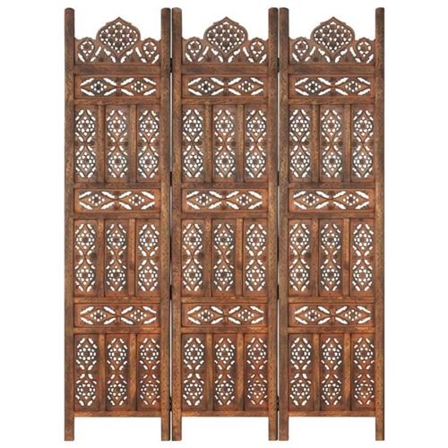 vidaXL Cloison de séparation 3 panneaux Marron 120x165cm Bois manguier