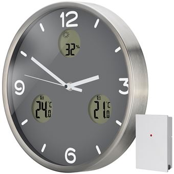 OPTUS MyTime Io NX Horloge murale radio pilotée avec Mesure de Temperature et Humidité - Diamètre 30 cm - 1