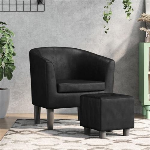 Vidaxl Noir Fauteuil Cabriolet Et Repose-Pied Similicuir - Image 3