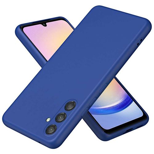 Coque pour Samsung Galaxy A24 4G / A25 5G - housse etui silicone gel fine + verre trempe - BLEU FONCE - htdmobiles