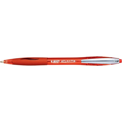 BIC Stylo à bille rétractable Atlantis Soft, rouge