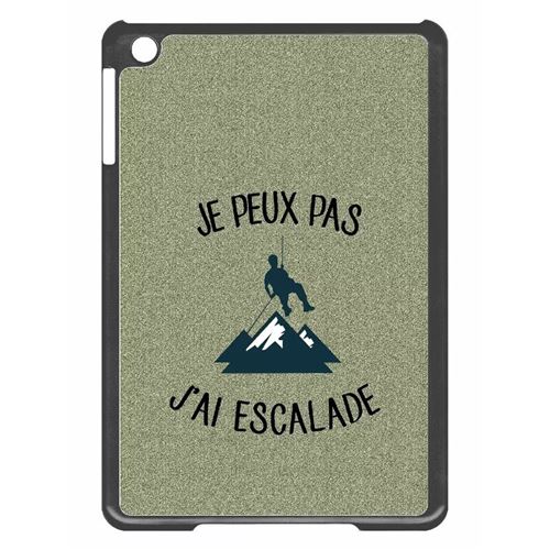 Coque tablette My-Kase pour iPad mini 2 - je peux pas j ai escalade fond texture gris - Plastique Noir