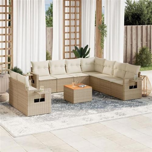 Non Communiqué Beige Salon De Jardin Modulable Vidaxl Resine Tressee 10 Pieces X 62 X 69 9 Personnes