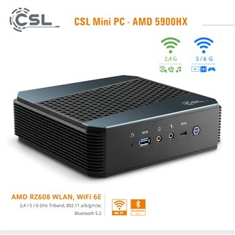 Mini-PC CSL AMD 5900HX / 64Go / 4000 Go M.2 SSD / Windows 11 Famille - Mini- PC - Achat & prix