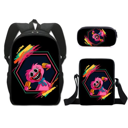 Set de 3 pièces Sacs à Dos Poppy Time Noir/Rose 007