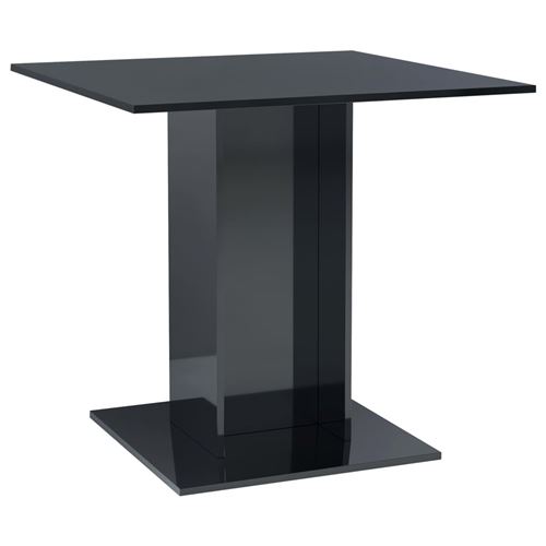 vidaXL Table de salle à manger Noir brillant 80x80x75 cm Aggloméré