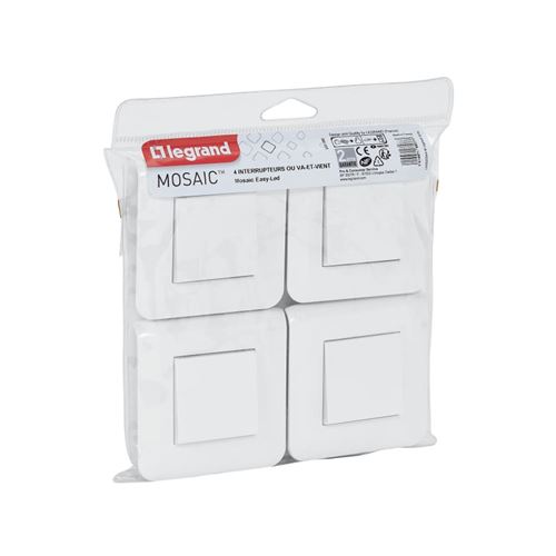 Non Communiqué Blanc Lot De 4 Interrupteurs Va Et Vient 10A Complet - Mosaic - Legrand