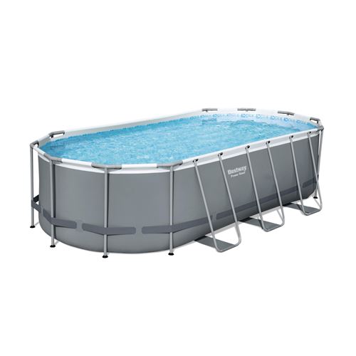 Alice's Garden-Kit piscine complet bestway – spinelle grise – piscine ovale tubulaire 5x3 m, pompe de filtration, échelle, bâche de protection, diffus
