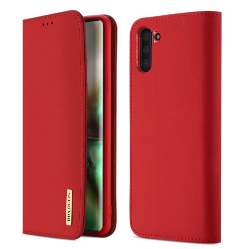 Etui en cuir véritable rouge pour votre Samsung Galaxy Note 10