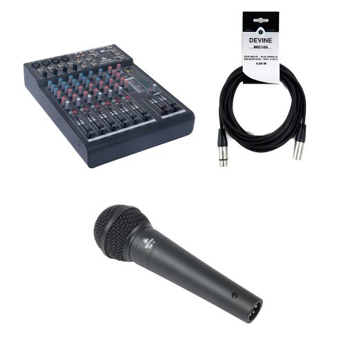 Devine MixDesk 802FX avec micro DM10 et câble