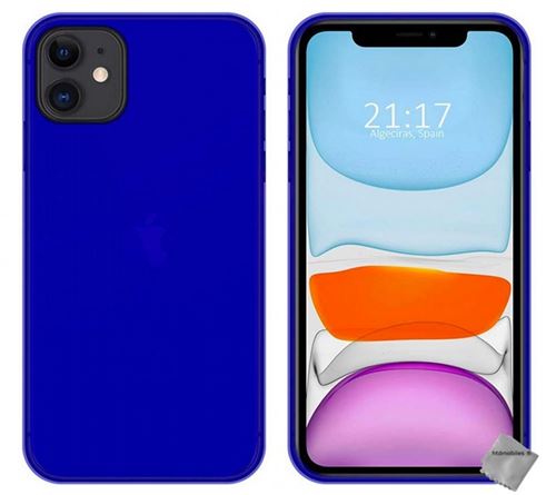 Housse etui coque pochette silicone gel fine pour Apple iPhone 11 + film ecran - BLEU - htdmobiles