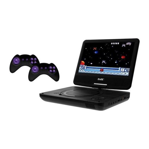 D-JIX PVS906-20 Lecteur DVD 9' rotatif - 2 manettes - 64 jeux inclus - Noir