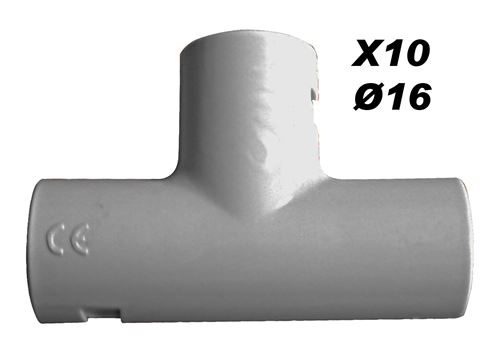 Lot de 10 Tés IRL Ø16mm Gris