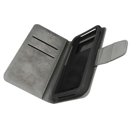 Avizar Étui pour Smartphone 5 pouces Universel Simili cuir Effet Vieilli Coque coulissante Porte-cartes Avizar gris