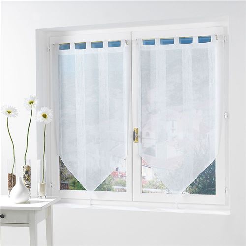 Paire pompon passants 2 x 60 x 120 cm voile sable salina Blanc