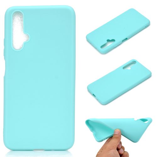 Coque en TPU Matte anti-empreintes digitales de couleur unie cyan pour votre Huawei Nova 5